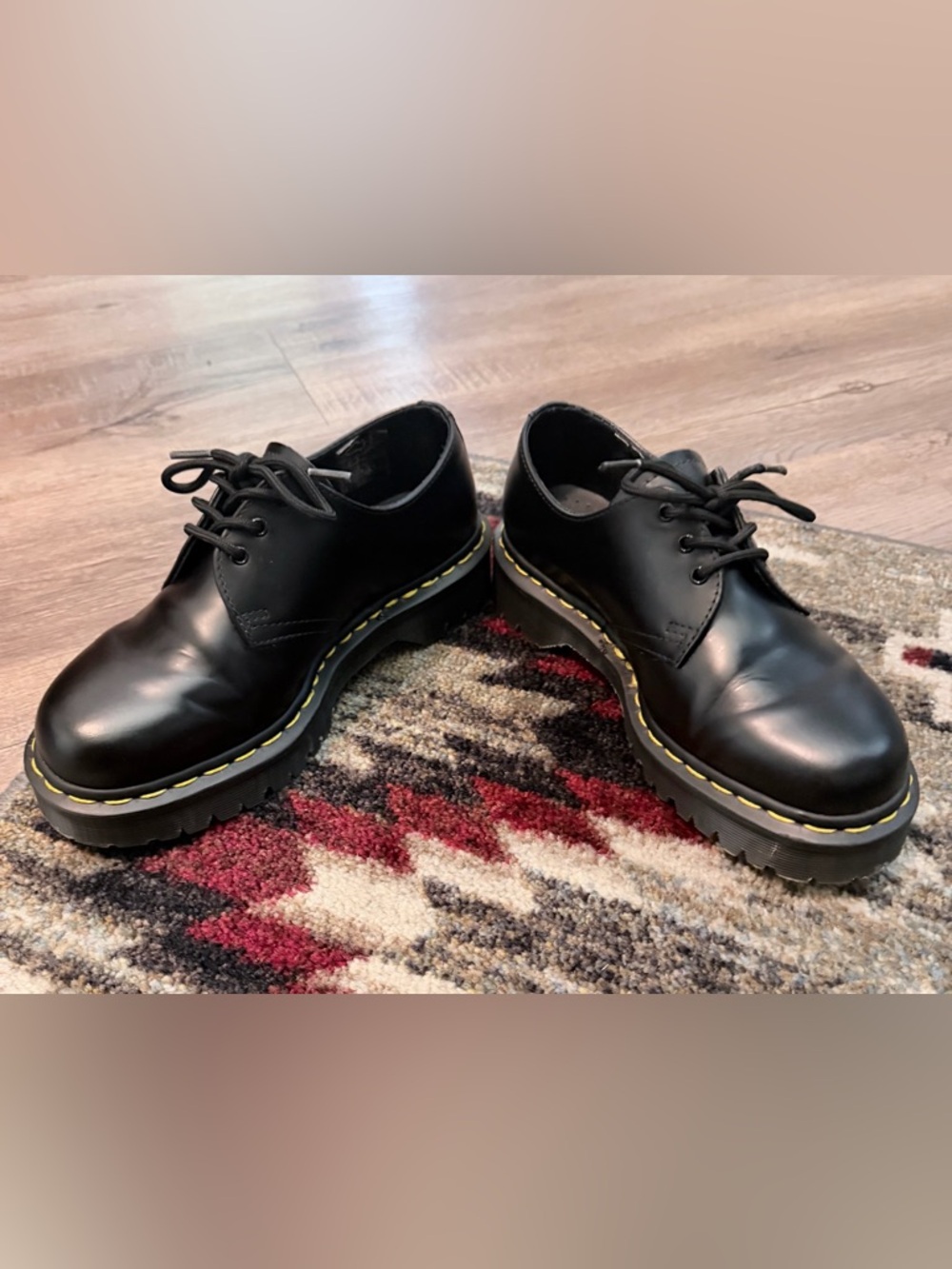 Dr. Martens Black Leather Lace-Up with Yellow Stitching - Picture 2 of 8